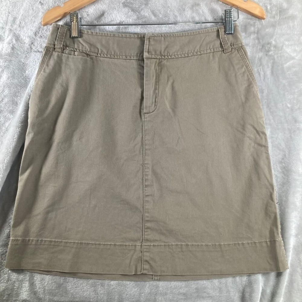 Merona Women's Size 4 Khaki Chino Mini Skirt Tan Cotton Stretch Twill Casual
